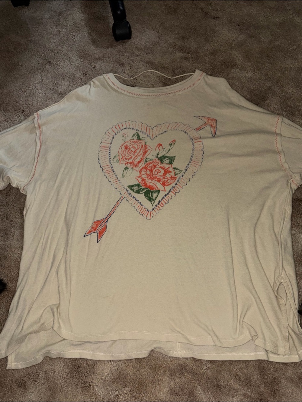 Free People/We the Free Love Rose tee in Ivory - M